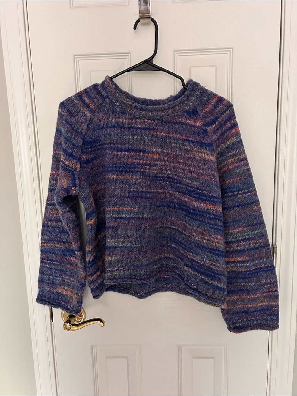Madewell Cozy Striped Purple Crewneck Sweater
